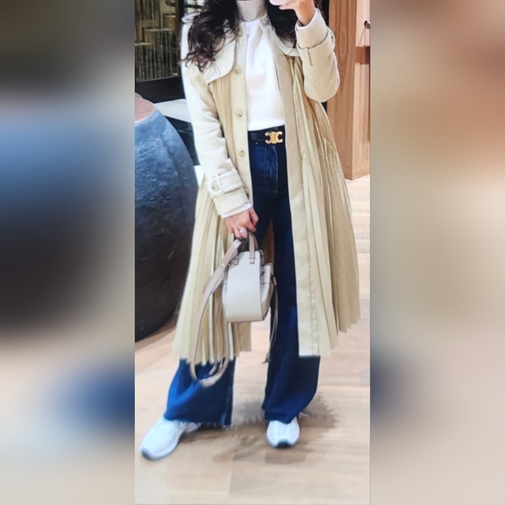 Sandro Tan Pleated Trench‎ Coat - Picture 2 of 16